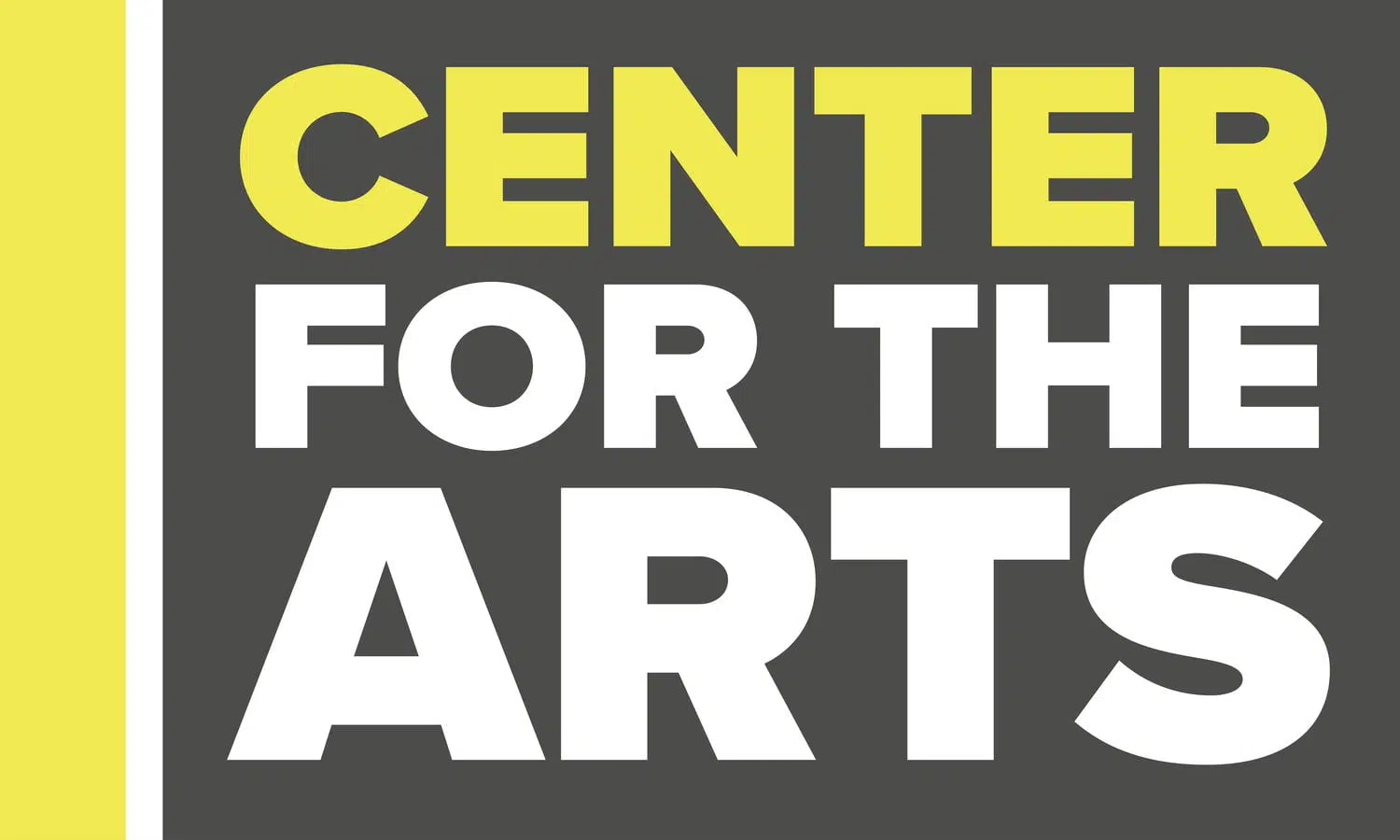 Northampton Center for the Arts logo. bright yellow on the left, dark background, text says, Center for the Arts in light colors)
