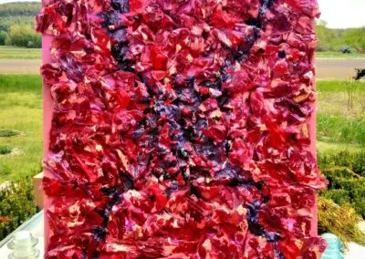 red multimedia painting Hardened Ace Bandages and Acrylic on Canvas.